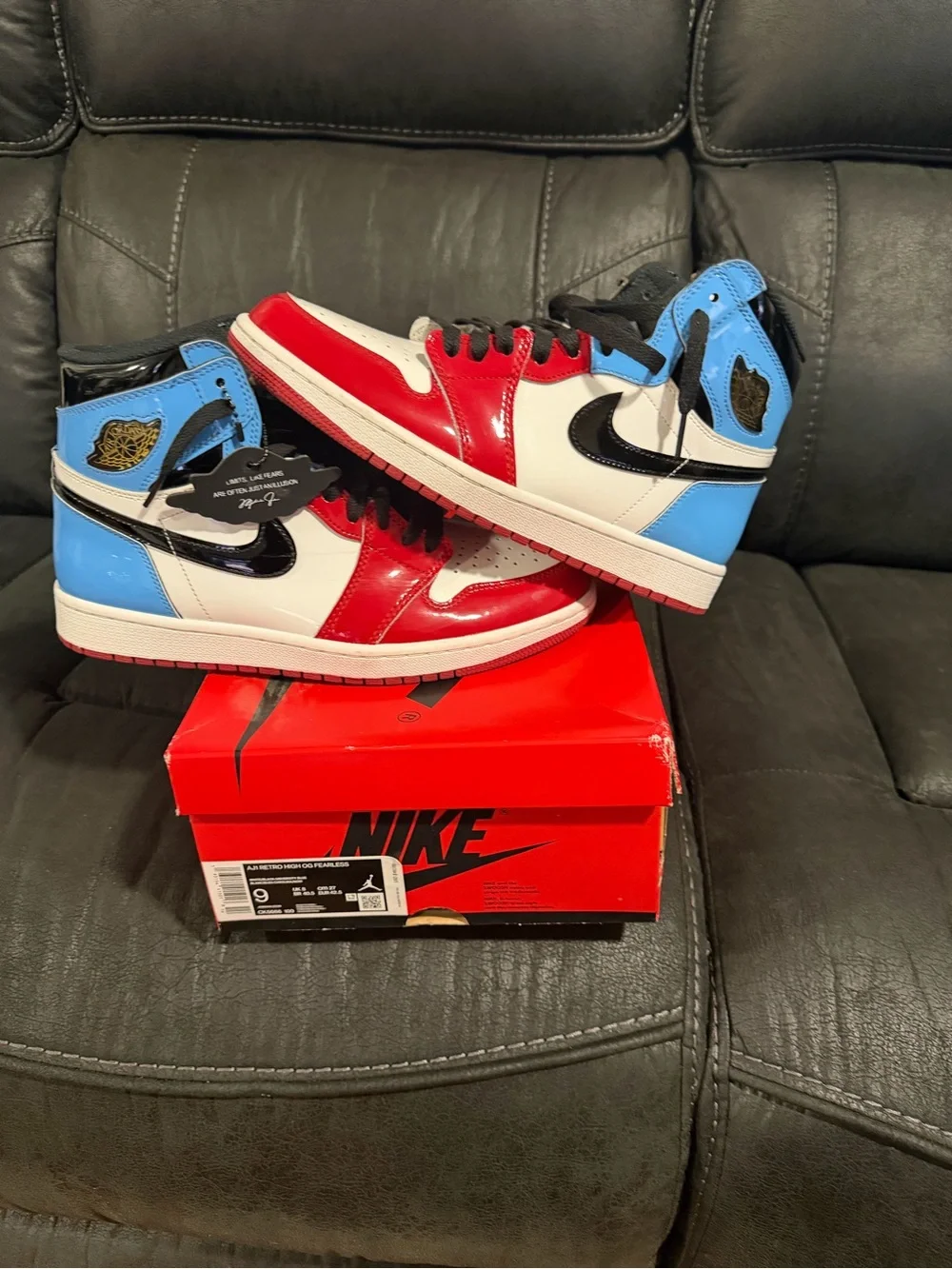 Nike High-Top Sneakers in Red, White, Black & Blue
